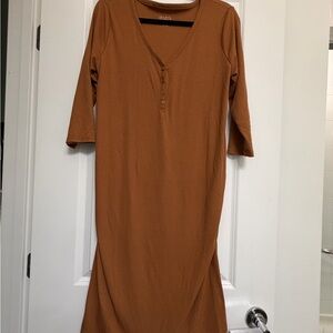 Isabel maternity Tan Long Sleeve Dress